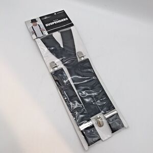 NEW Amscan Black Suspenders 1.25 in Adjustable Elastic fit Adults & Kids Clip On